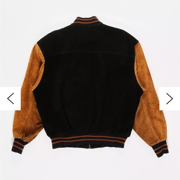 Vintage- Atlanta Olympic Games 1996 Suede Jacket -Black and Tan Bomber Jacket - Picture 3 of 16